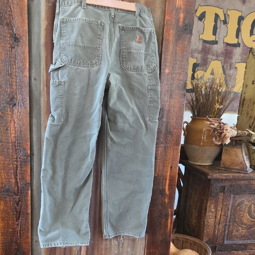 Men's Carhartt Work Pants in Olive Green DUNGAREE Fit 32x30
